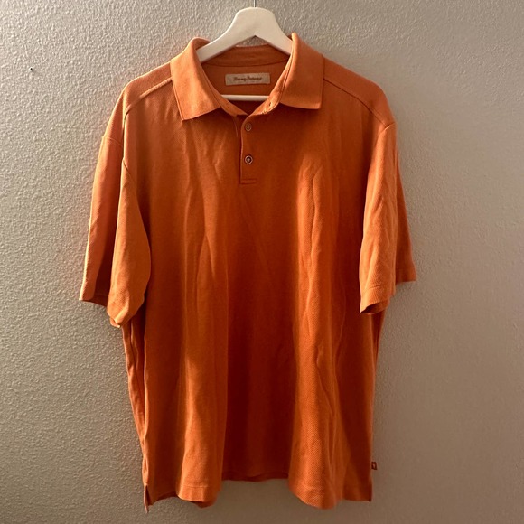 Tommy Bahama Men's Orange Three Button Placket Polo Shirt Size Large - Picture 3 of 9